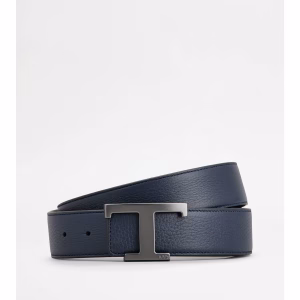 Tod's Cintura Reversibile T Timeless in Pelle Blu Nero