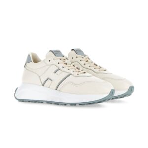 Hogan Sneakers Allacciato H Patch Avorio Azzurro