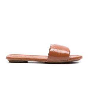 Hogan Slides-Sandalen aus Leder in Schokoladenbraun