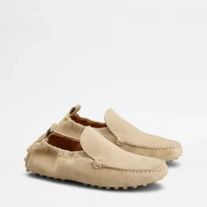 Tod's Mocassino Gommino Glove in Pelle Scamosciata Beige