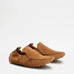 Tod's Mocassino Gommino Glove in Pelle Scamosciata Marrone Chiaro