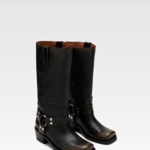 Paris Texas Roxy Stiefel aus schwarzem gebürstetem Leder