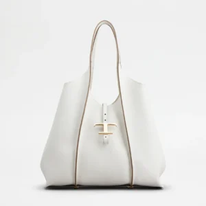 Tod's Borsa Shopping T Timeless in Pelle Media Bianco