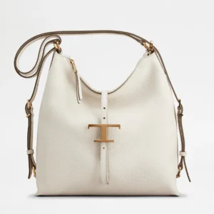 Tod's Borsa a Spalla T Timeless in Pelle Piccola Bianco