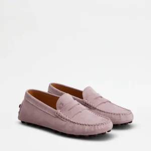 Tod's Mocassino Gommino Bubble in Pelle Scamosciata Viola