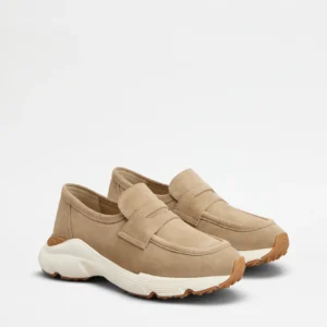 Tod's Mocassino Sportivo in Pelle Scamosciata Beige