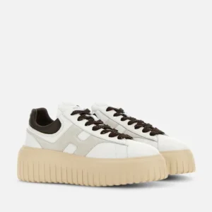 Hogan Sneakers H-Stripes Bianco Grigio Marrone