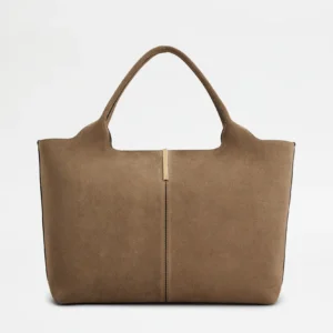 Tod's Borsa Shopping in Pelle Scamosciata Medio-Piccola Beige