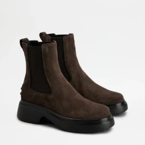 Tod's Stivaletto Chelsea in Pelle Scamosciata Marrone